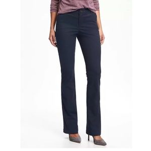 Mid-Rise Boot-Cut Khakis in Navy Blue